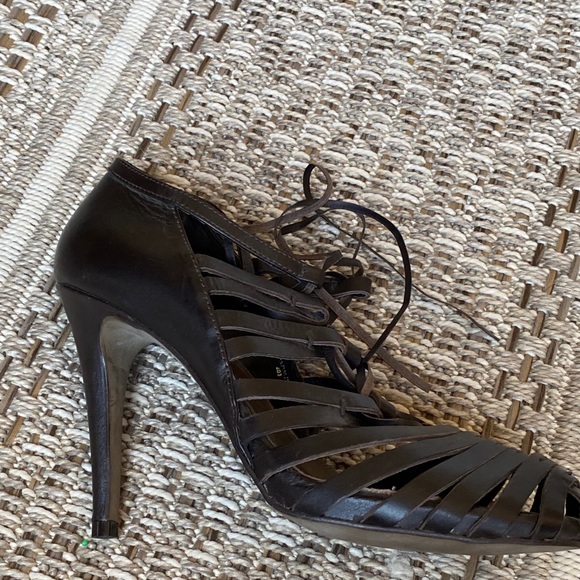 Zara high heels sandals dark brown leather size 39 - Picture 10 of 12